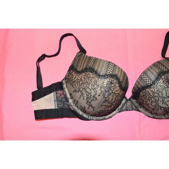 Victoria Secret 34D DREAM ANGELS Black Lace Padded Push Up Bra Add 1 Cup - Picture 8 of 8